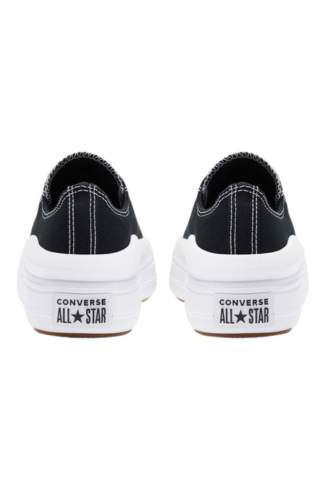 Sporline Converse Chuck Taylor All Star Move siyah beyaz platform tabanlı kanvas sneaker arka görünümü