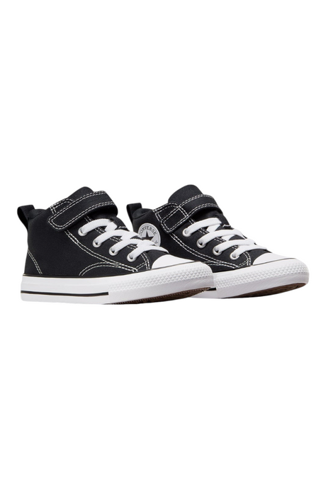 Sporline Converse Chuck Taylor All Star Malden Street siyah kanvas çocuk sneaker, beyaz bağcıklı ve cırt cırtlı tasarım