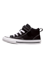 Sporline Converse Chuck Taylor All Star Malden Street siyah kanvas çocuk sneaker, beyaz bağcıklı ve cırt cırtlı tasarım