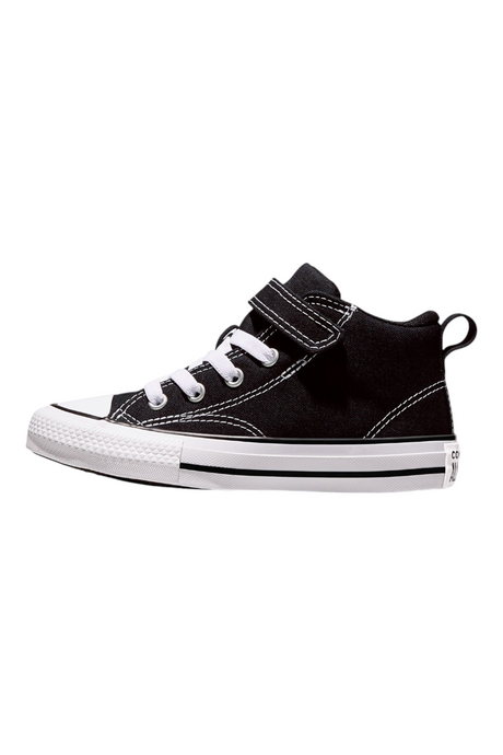 Sporline Converse Chuck Taylor All Star Malden Street siyah kanvas çocuk sneaker, beyaz bağcıklı ve cırt cırtlı tasarım