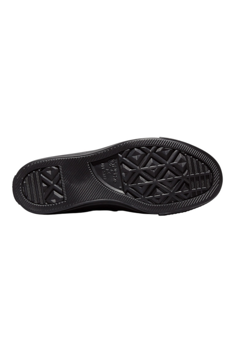 Sporline Converse Chuck Taylor All Star siyah deri sneaker ayakkabının vulkanize kauçuk taban detayı