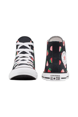 Sporline Converse Chuck Taylor All Star siyah çilek desenli yüksek bilekli kanvas spor ayakkabı