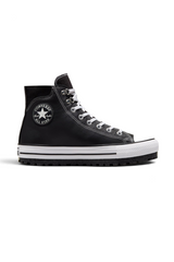 Sporline Converse City Trek siyah deri yüksek bilekli su geçirmez sneaker, tırtıklı taban ve Chuck Taylor logolu