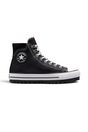 Sporline Converse City Trek siyah deri yüksek bilekli su geçirmez sneaker, tırtıklı taban ve Chuck Taylor logolu
