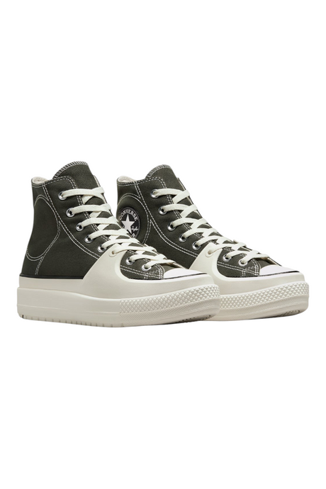Sporline Converse Construct koyu yeşil kanvas yüksek tabanlı spor ayakkabı, OrthoLite yastıklamalı ve kauçuk burunlu