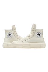 Sporline Converse Cruise krem rengi kanvas ve süet detaylı yüksek tabanlı sneaker ayakkabı