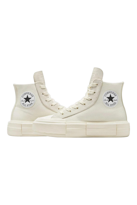 Sporline Converse Cruise krem rengi kanvas ve süet detaylı yüksek tabanlı sneaker ayakkabı