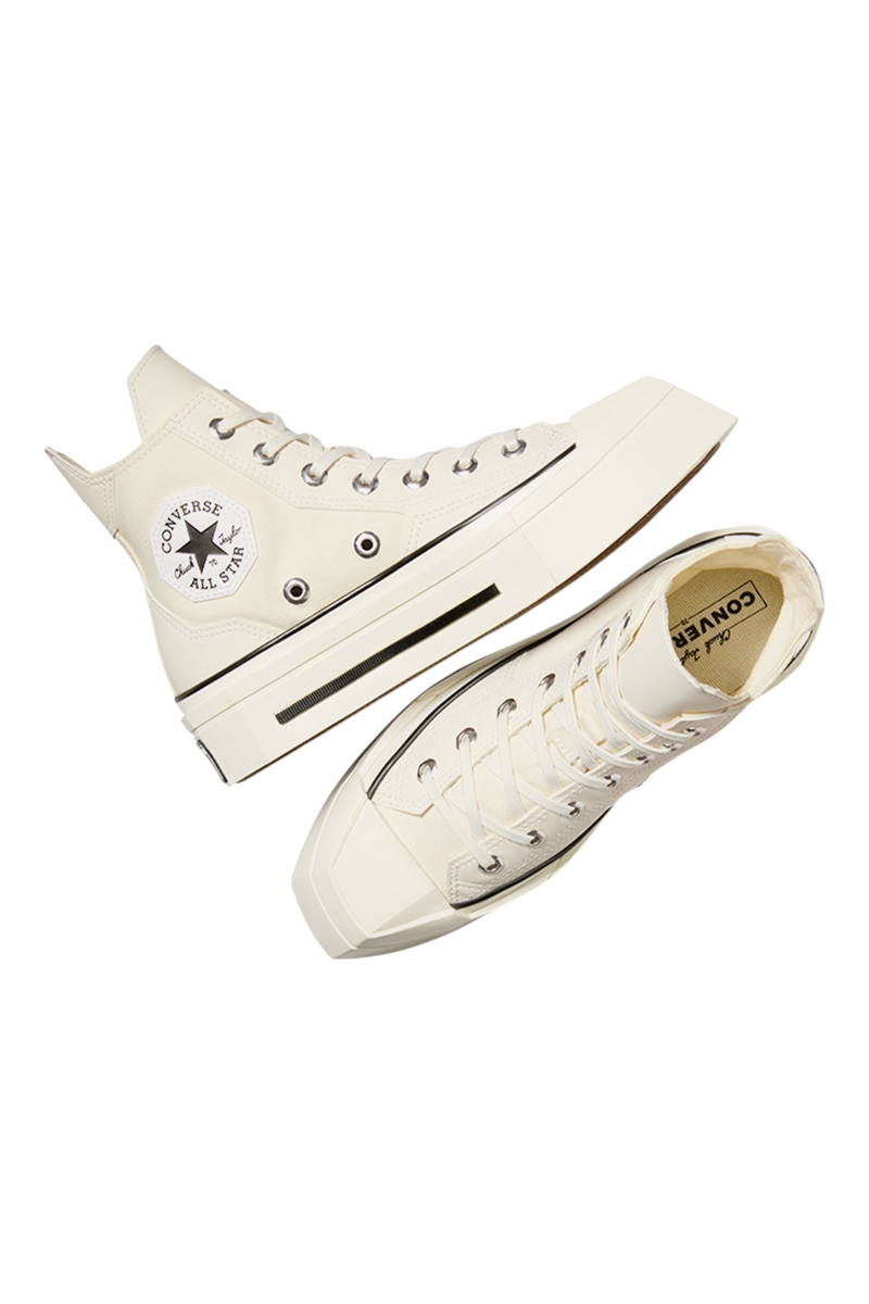Sporline Converse De Luxe Squared beyaz renkli, yüksek tabanlı, kumaş dokulu, ikonik logolu günlük kadın sneaker