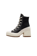 Sporline marka, siyah kanvas kumaşlı, yüksek topuklu ve tırtıklı tabanlı Converse Chuck 70 De Luxe kadın ayakkabısı