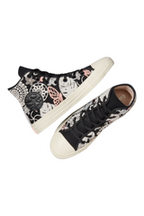 Sporline Converse Chuck Taylor All Star siyah kanvas yüksek bilekli kelebek desenli unisex sneaker
