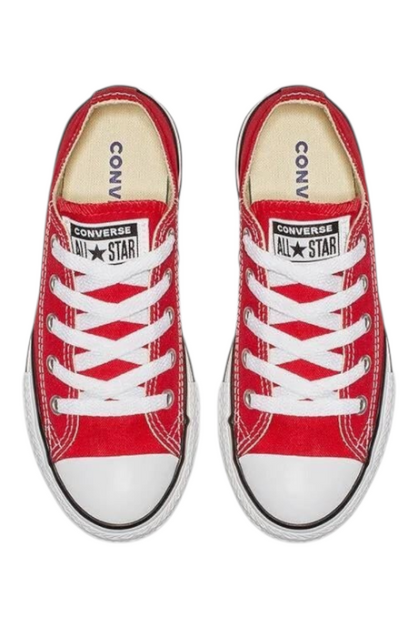 Sporline Converse Chuck Taylor All Star kırmızı kanvas spor ayakkabı, beyaz bağcıklı ve klasik burun yapılı