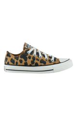 Sporline Converse Chuck Taylor All Star düşük bilekli, kahverengi ve siyah leopar desenli kanvas spor ayakkabı