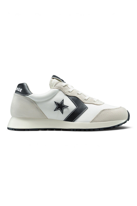 Sporline Converse Omega Trainer beyaz polyester ve süet detaylı unisex spor ayakkabı, yan kısımda Star Chevron logosu