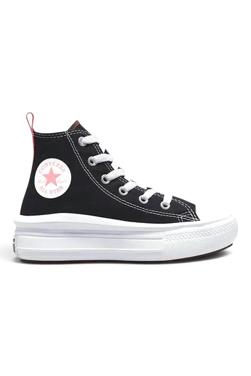 Sporline marka siyah kanvas Converse Chuck Taylor All Star Move platform tabanlı kız çocuk spor ayakkabı