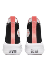 Sporline Converse Chuck Taylor All Star Move platform siyah pembe kanvas spor ayakkabı arka görünüm
