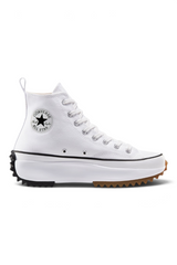 Sporline Converse Run Star Hike beyaz kanvas platform spor ayakkabı, siyah ve kahverengi tırtıklı kauçuk tabanlı