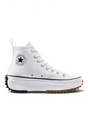Sporline Converse Run Star Hike beyaz kanvas platform spor ayakkabı, siyah ve kahverengi tırtıklı kauçuk tabanlı