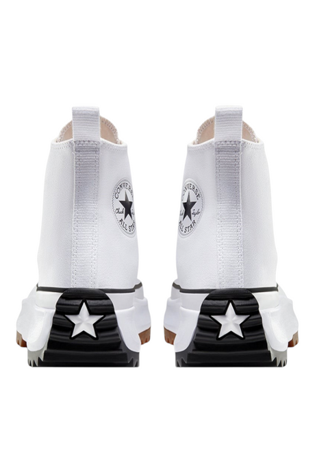 Sporline marka beyaz kanvas Converse Run Star Hike platform spor ayakkabı, arkadan görünüm, siyah ve kahverengi detaylı