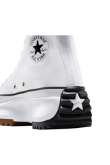 Sporline Converse Run Star Hike beyaz kanvas platform spor ayakkabı, siyah ve kahverengi tırtıklı kauçuk tabanlı