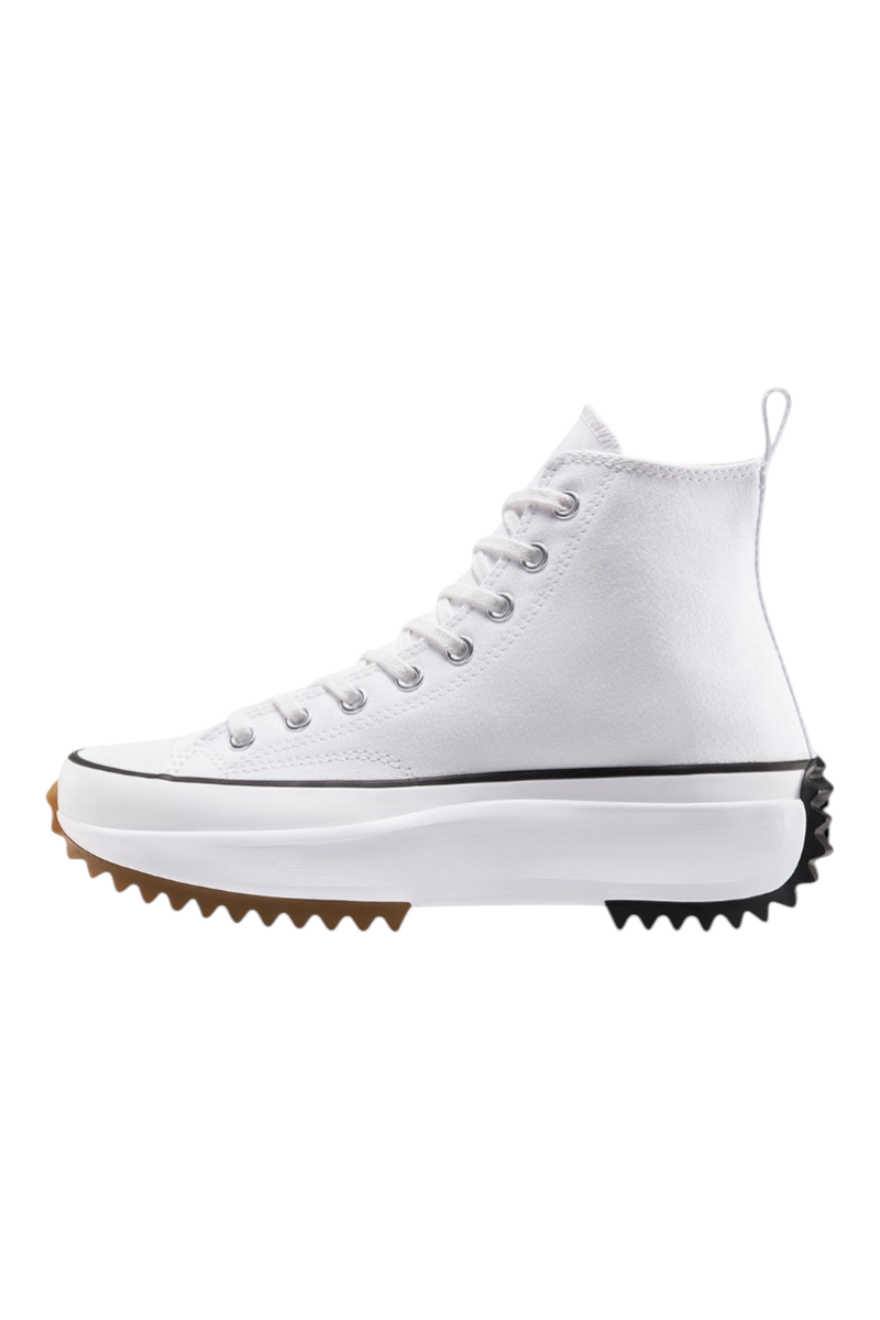 Sporline Converse Run Star Hike beyaz kanvas platform spor ayakkabı, tırtıklı siyah ve kahverengi kauçuk tabanlı