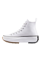 Sporline Converse Run Star Hike beyaz kanvas platform spor ayakkabı, tırtıklı siyah ve kahverengi kauçuk tabanlı