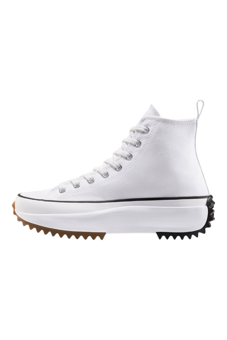 Sporline Converse Run Star Hike beyaz kanvas platform spor ayakkabı, tırtıklı siyah ve kahverengi kauçuk tabanlı