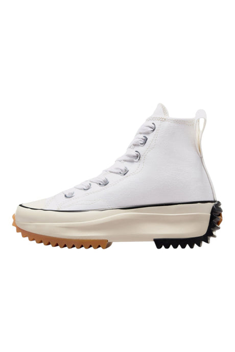 Sporline Converse Run Star Hike beyaz kanvas kadın yüksek tabanlı spor ayakkabı, tırtıklı kauçuk tabanlı yan görünüm