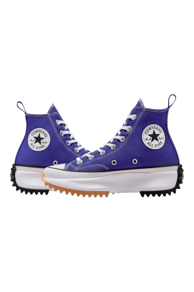 Sporline Converse Run Star Hike lila renkli, tırtıklı platform tabanlı ve ikonik bilek yamalı kanvas spor ayakkabı