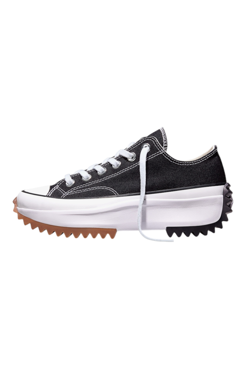 Sporline Converse Run Star Hike siyah kanvas platform tabanlı günlük spor ayakkabı, yan profil görünümü