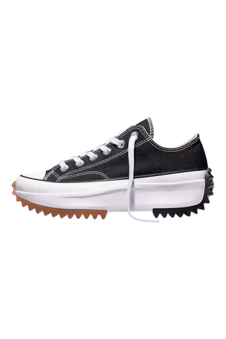 Sporline Converse Run Star Hike siyah kanvas platform tabanlı günlük spor ayakkabı, yan profil görünümü