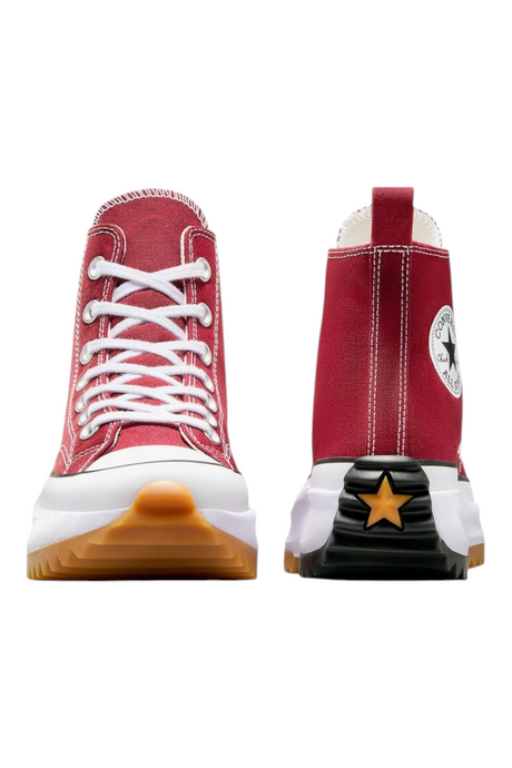 Sporline Converse Run Star Hike kırmızı yüksek tabanlı kanvas spor ayakkabı, ön ve arka görünüm