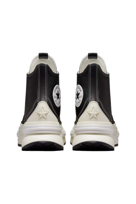 Sporline Converse Run Star Legacy CX siyah kadın spor ayakkabı, platform tabanlı ve ikonik yıldız detaylı arka görünüm