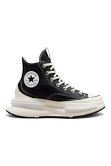 Sporline Converse Run Star Legacy CX siyah deri kadın spor ayakkabı, beyaz platform tabanlı yüksek bilekli tasarım