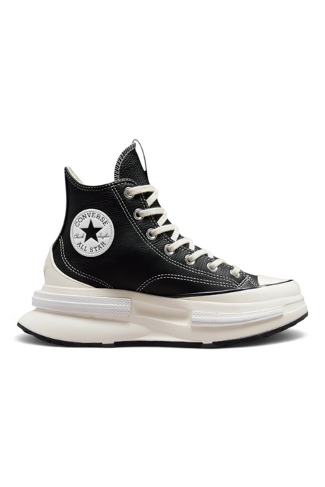 Sporline Converse Run Star Legacy CX siyah deri kadın spor ayakkabı, beyaz platform tabanlı yüksek bilekli tasarım