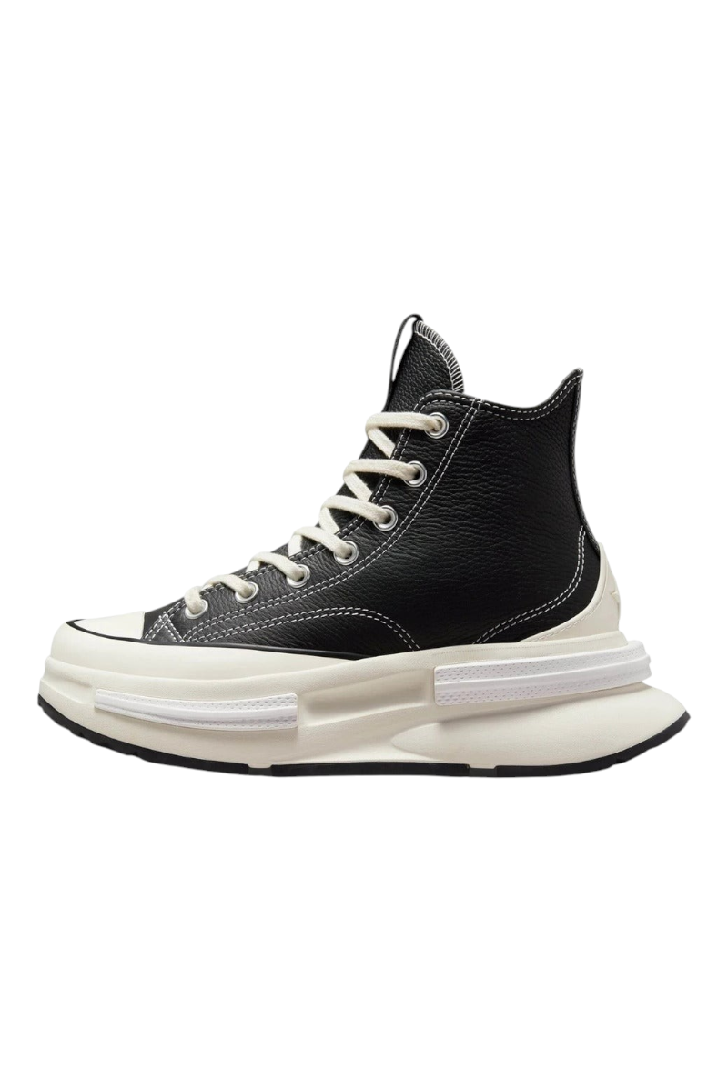 Sporline Converse Run Star Legacy CX siyah kadın spor ayakkabı, yüksek platform tabanlı ve deri detaylı tasarım