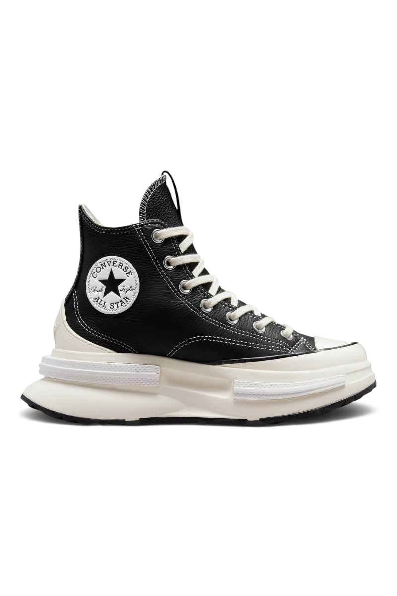 Sporline Converse Run Star Legacy CX siyah kadın spor ayakkabı, yüksek platform tabanlı ve ikonik Chuck Taylor logolu