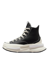 Sporline Converse Run Star Legacy CX siyah deri kadın spor ayakkabı, beyaz platform tabanlı yüksek bilekli tasarım