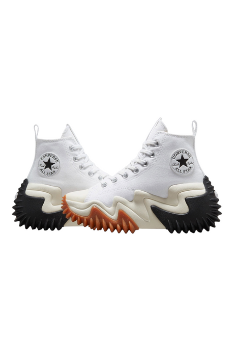 Sporline Converse Run Star Motion CX beyaz kanvas yüksek tabanlı spor ayakkabı, siyah ve bal rengi detaylı