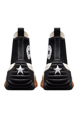 Sporline marka siyah kanvas Converse Run Star Motion platform tabanlı yüksek bilekli kadın spor ayakkabı arka görünüm