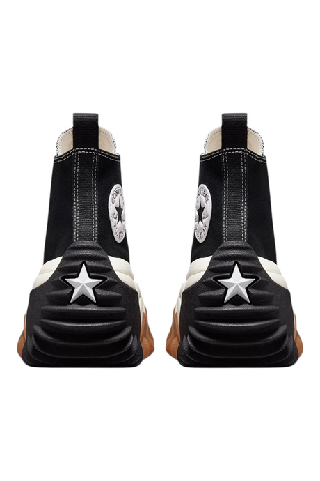 Sporline marka siyah kanvas Converse Run Star Motion platform tabanlı yüksek bilekli kadın spor ayakkabı arka görünüm