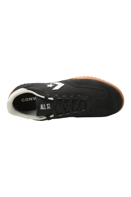 Sporline Converse Run Star Trainer siyah inek derisi detaylı spor ayakkabı üstten görünüm