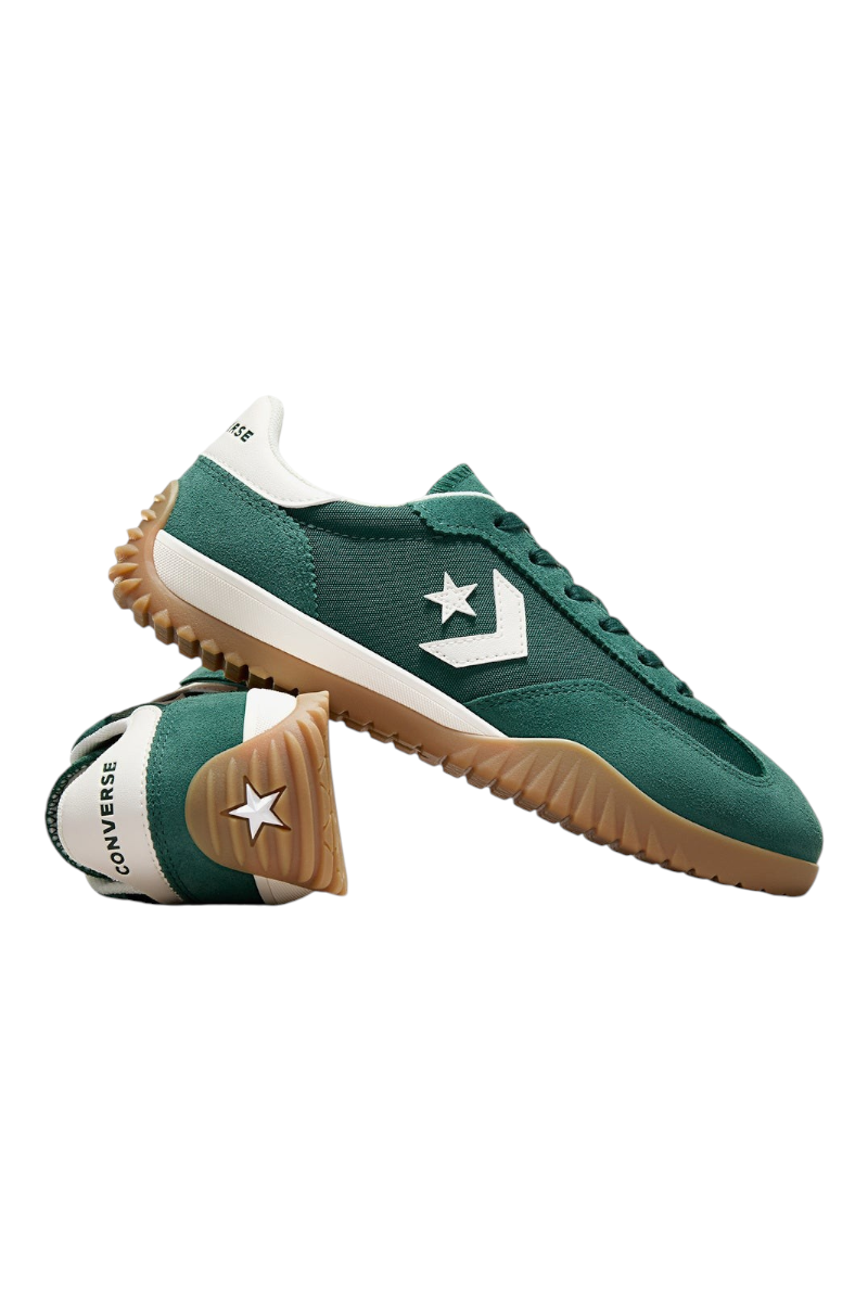 Sporline Converse Run Star Trainer yeşil süet ve deri detaylı ikonik Star Chevron logolu spor ayakkabı