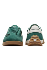 Sporline Converse Run Star Trainer yeşil süet spor ayakkabı, beyaz detaylı ve kauçuk tabanlı ön ve arka görünüm