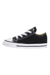 Sporline Converse Chuck Taylor All Star siyah bebek sneaker, beyaz bağcıklı ve klasik düz tabanlı tasarım