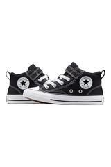 Sporline Converse Chuck Taylor All Star Malden Street siyah kanvas çocuk sneaker, beyaz tabanlı ve cırt cırtlı tasarım