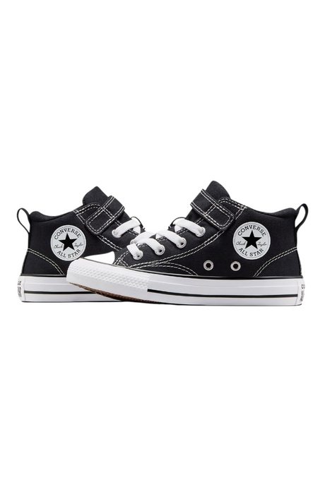 Sporline Converse Chuck Taylor All Star Malden Street siyah kanvas çocuk sneaker, beyaz tabanlı ve cırt cırtlı tasarım