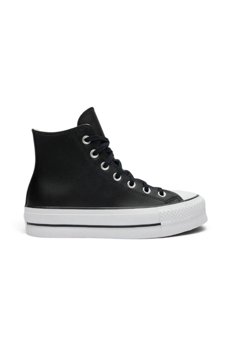 Sporline Converse Chuck Taylor All Star Lift siyah deri yüksek tabanlı kadın spor ayakkabı yan görünüm