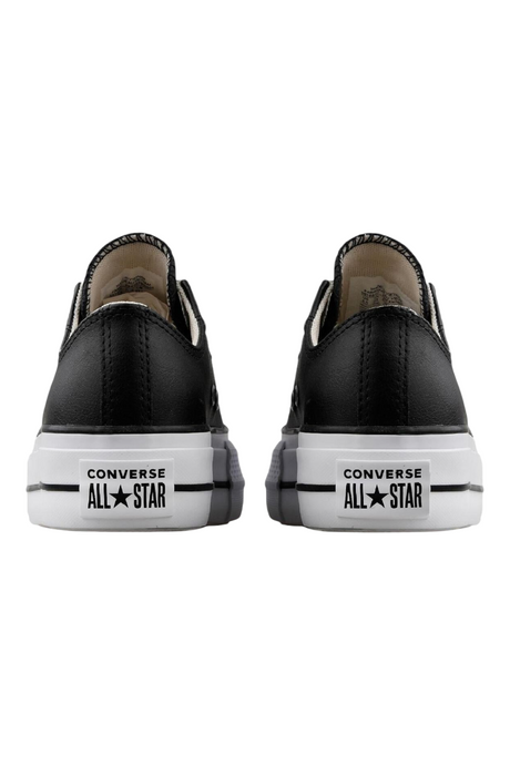 Sporline Converse Chuck Taylor All Star siyah deri platform spor ayakkabı arkadan görünüm