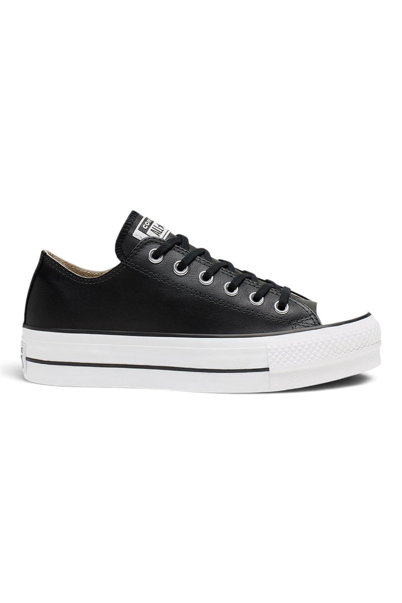 Sporline Converse Chuck Taylor All Star siyah deri platform tabanlı kadın spor ayakkabı