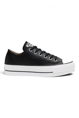 Sporline Converse Chuck Taylor All Star siyah deri platform tabanlı kadın spor ayakkabı